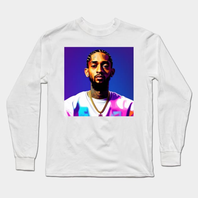 Nipsey Blue Graphic Long Sleeve T-Shirt by musicgeniusart